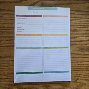 Erin Condren Substitute Teacher Report Notepad 7.5" x 10" 52 Sheets NEW